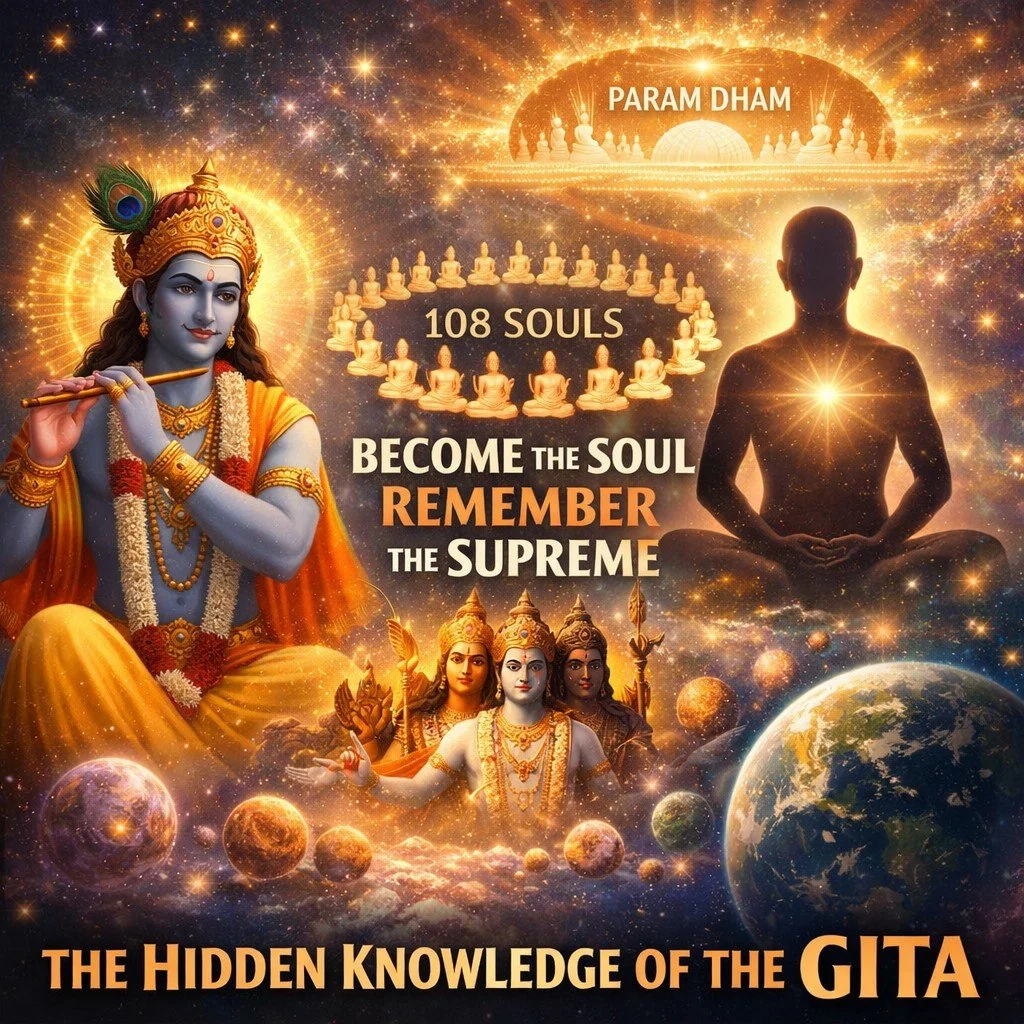 2020,The Hidden Knowledge of the Gita: Becoming the Soul and Attaining Param Dham (कृष्ण की भगवद् गीता| सनातन शास्त्र |बेहद का ज्ञान|Seed Souls |Multiverse Transformation)