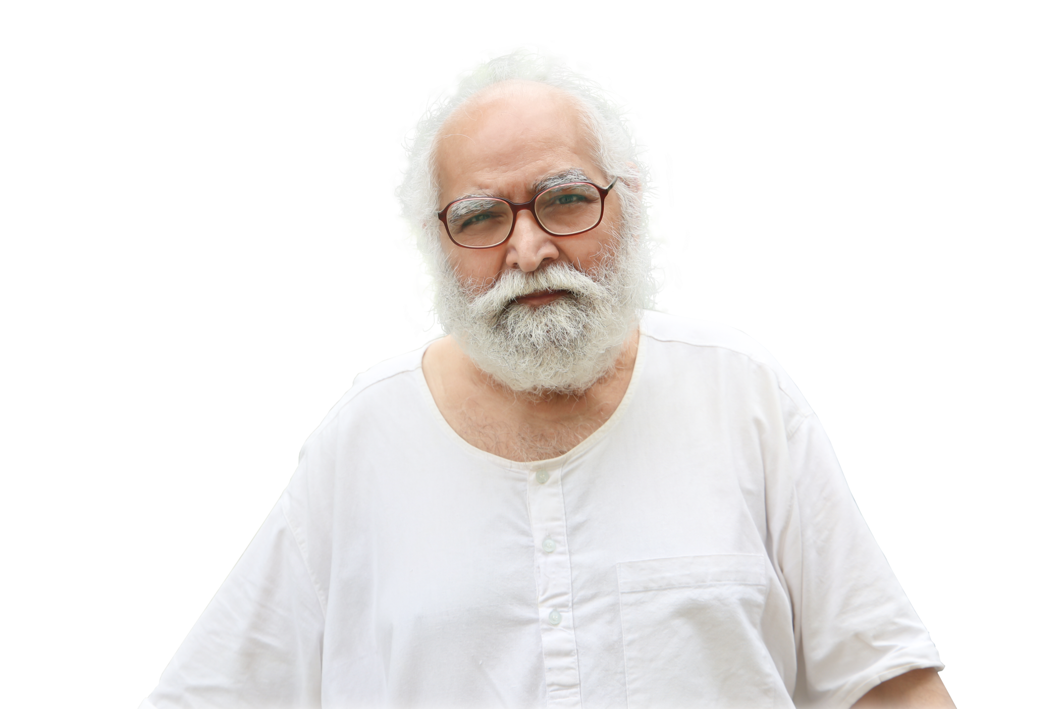 Bapuji Dashrathbhai Patel Standing Image in white kurta