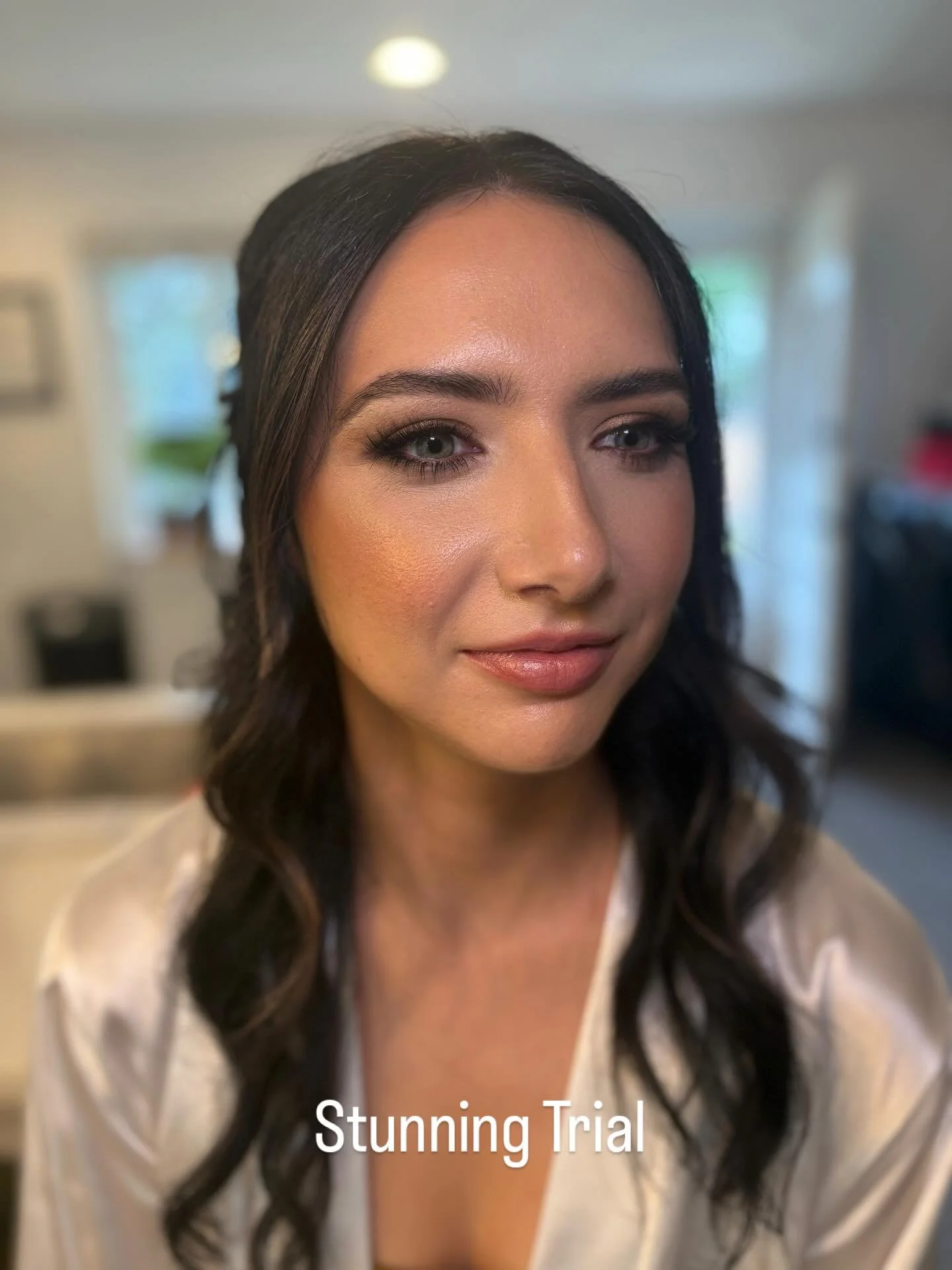 She's absolutely stunning! She initially asked for a lighter lid color, but I sensed something was off. As an artist, we often pick up on these things. After some coaxing, she revealed she was used to bronze on the lid, and voila! Here she is, lookin