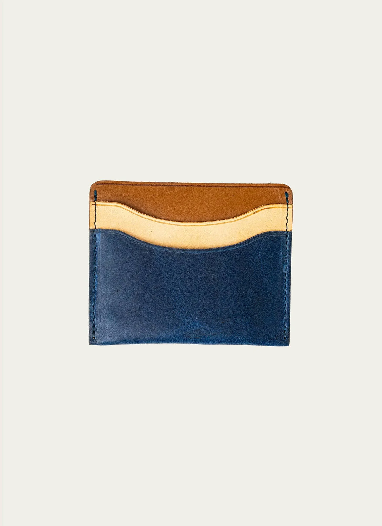 100% Full-Grain Leather Wallet - Blue Mixed