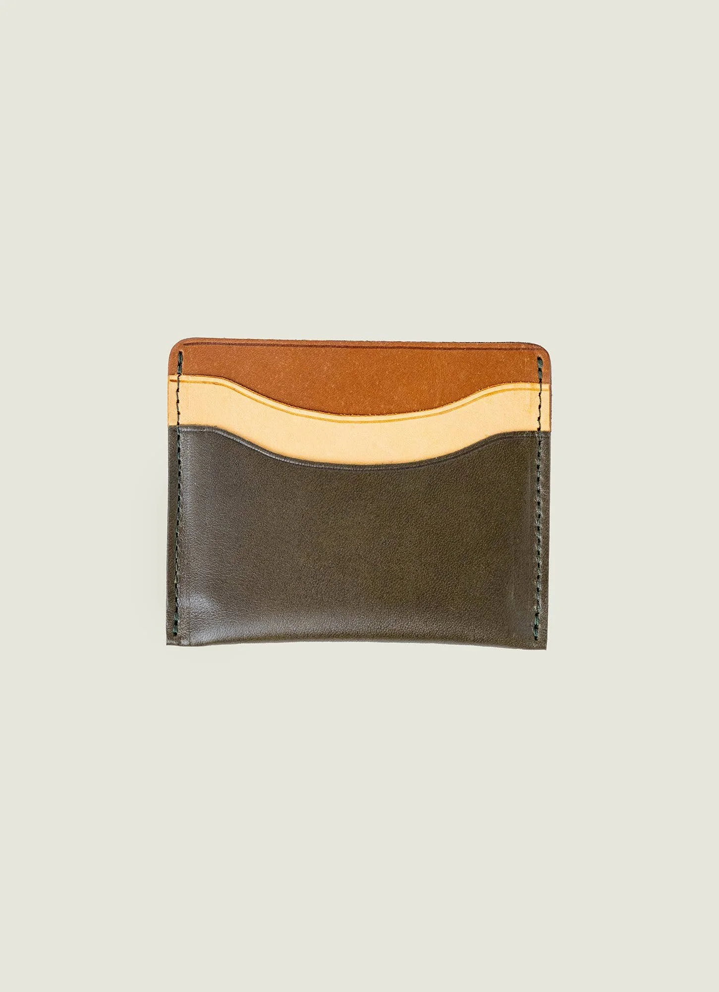 100% Full-Grain Leather Wallet - Green Mixed