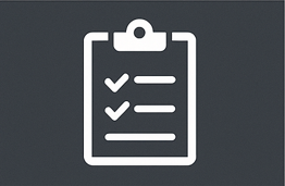 Icon of a clipboard with checkmarks and lines.