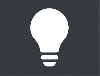 Icon of a light bulb on a dark background.