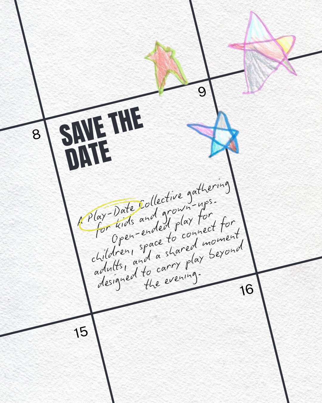 Save the date ✨

We&rsquo;re gathering kids and grown-ups for an evening of play, connection, and a little bit of magic &mdash; all in one shared space.
More details soon, but trust us&hellip; this one&rsquo;s worth circling.

Tickets are limited!