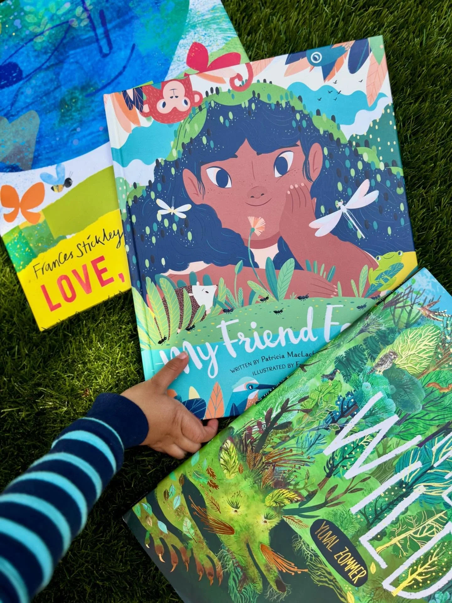 A small preview of what we&rsquo;ll be reading tomorrow 🌎

Hand picked by the real experts&hellip;
(children, of course)

Stories that stay close to the earth &mdash;
full of wonder, care, and a sense of hope.

Join us for Earth Day Storytime
11&nda