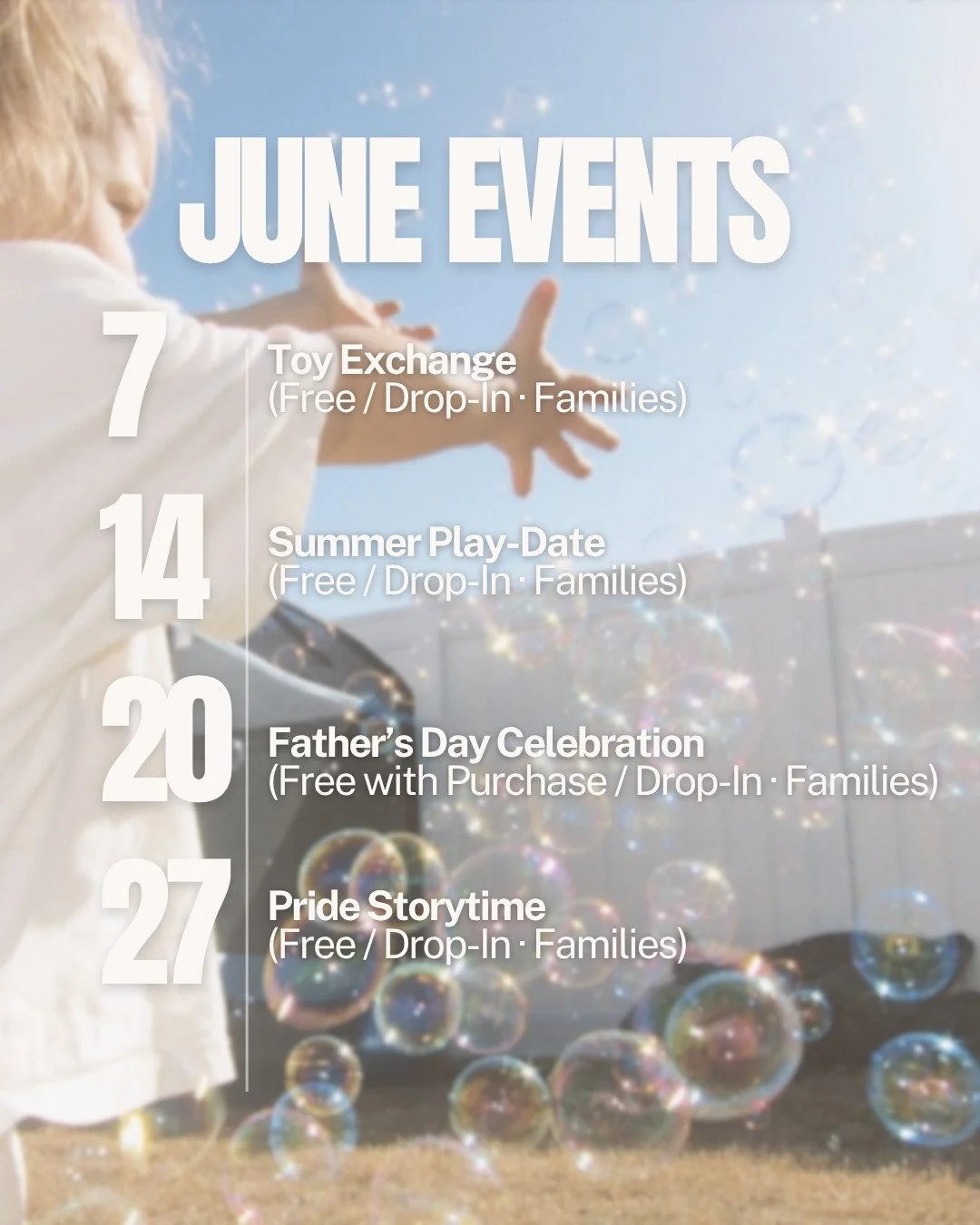 ☀️June is here.

School is winding down. The fog is rolling back in. Calendars are filling with beach days, summer camps and the kind of weekends that don't need much of a plan. 

We've put together a month of simple, family-friendly events with room