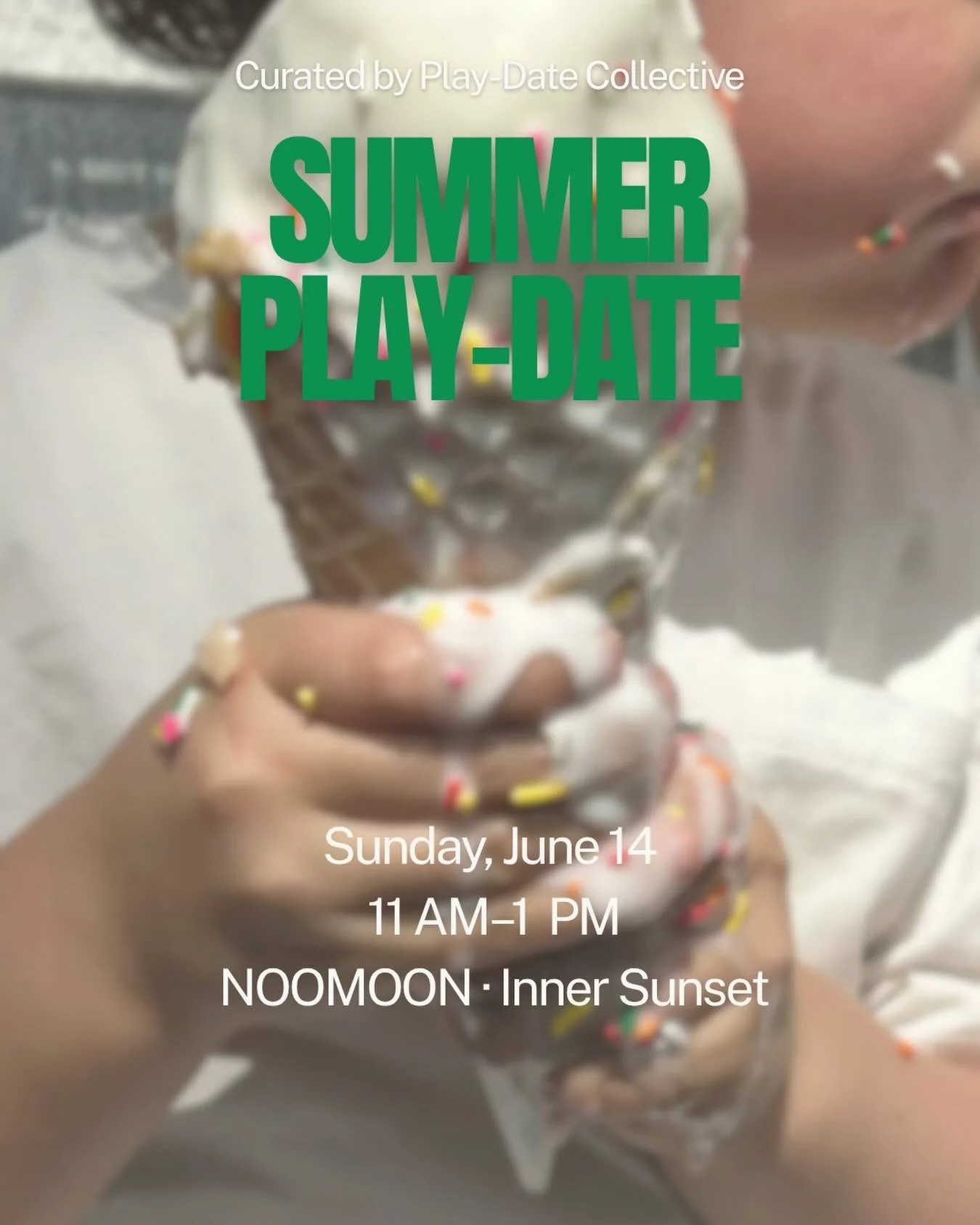 ☀️ SUMMER PLAY-DATE ☀️

Join us for a morning of bubbles, play, ice cream, sensory invitations, and community connection as we kick off summer in the Inner Sunset.

Come stay awhile, meet a friend, and let the kids settle into the kind of play that s