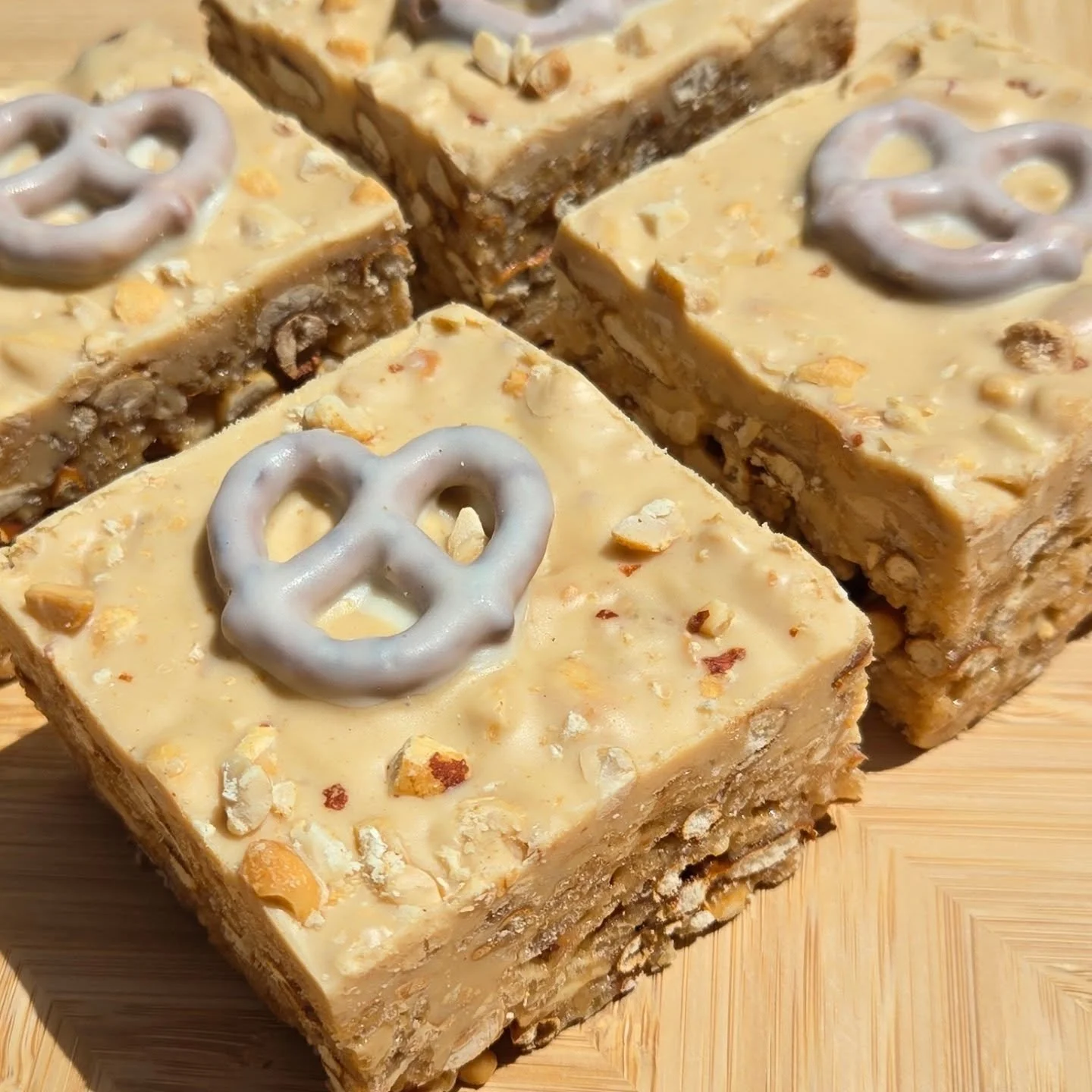 One of our best sellers is our Peanut Butter Pretzel rice krispy treat.  Everyone loves a sweet and salty combination! 

- rice krispies, pretzels, and peanuts
- folded into a salted peanut butter marshmallow 
- topped with peanut butter and white ch
