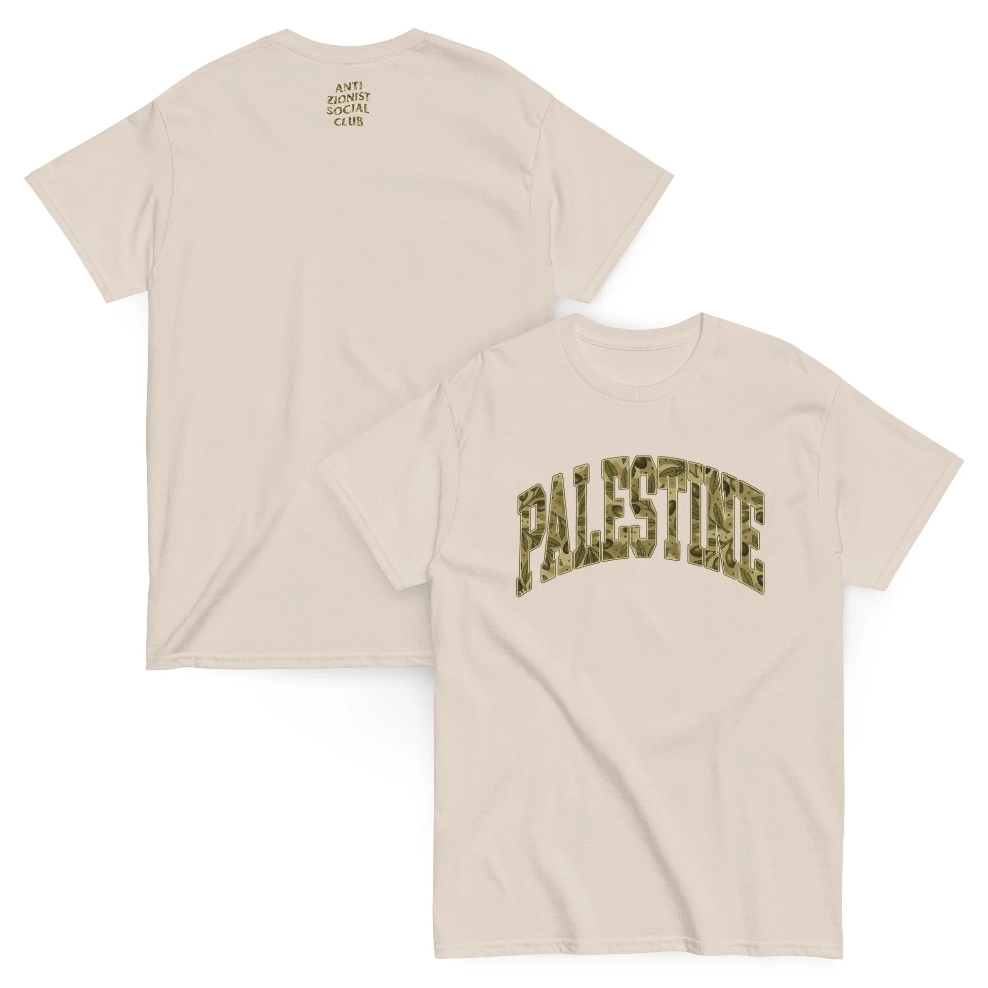 AZSC x Netwalker13 Tee – Olive Brigade College, official Anti Zionist Social Club Palestine College tee.