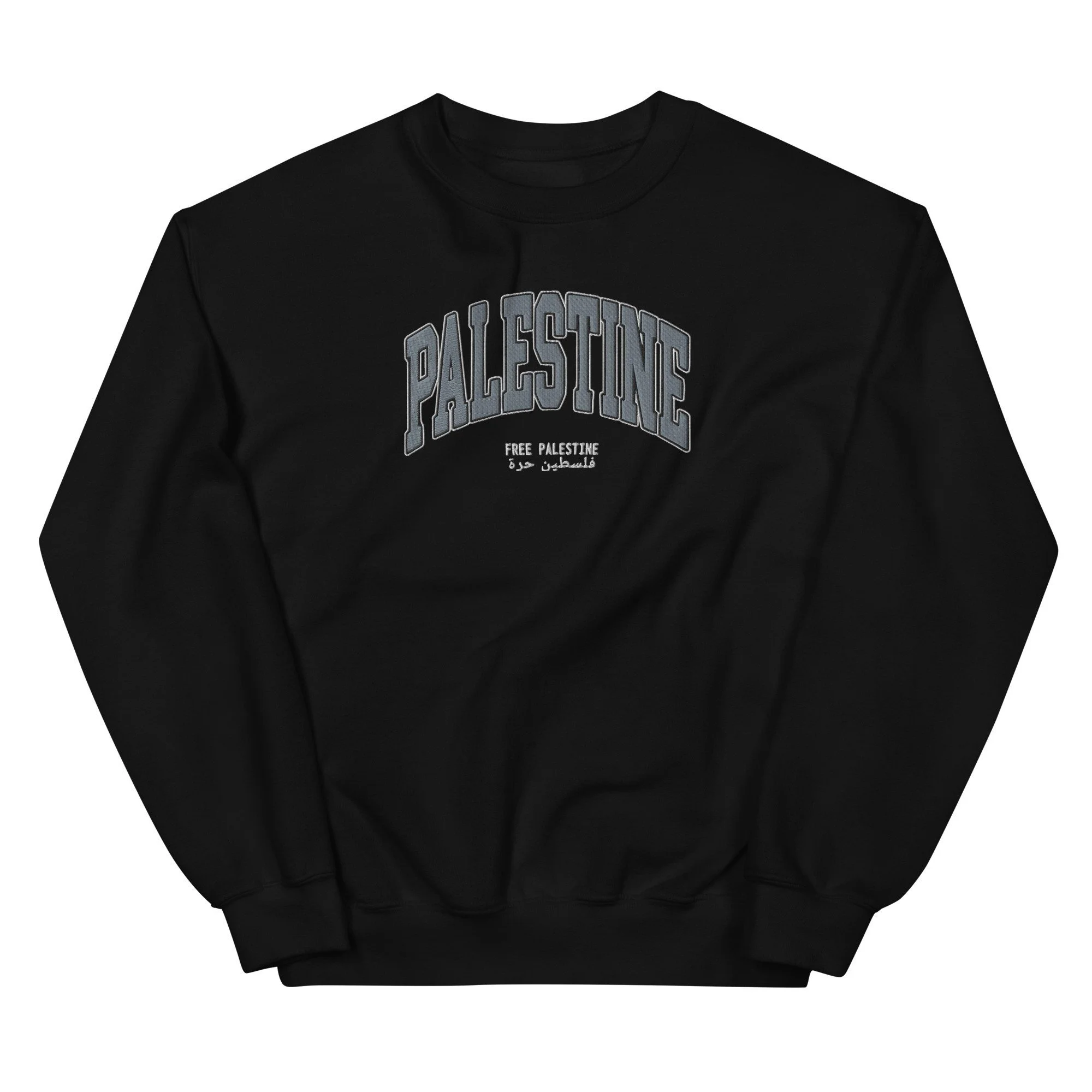 AZSC x Netwalker13 Palestine College Sweatshirt with embroidered design, official Anti Zionist Social Club streetwear.