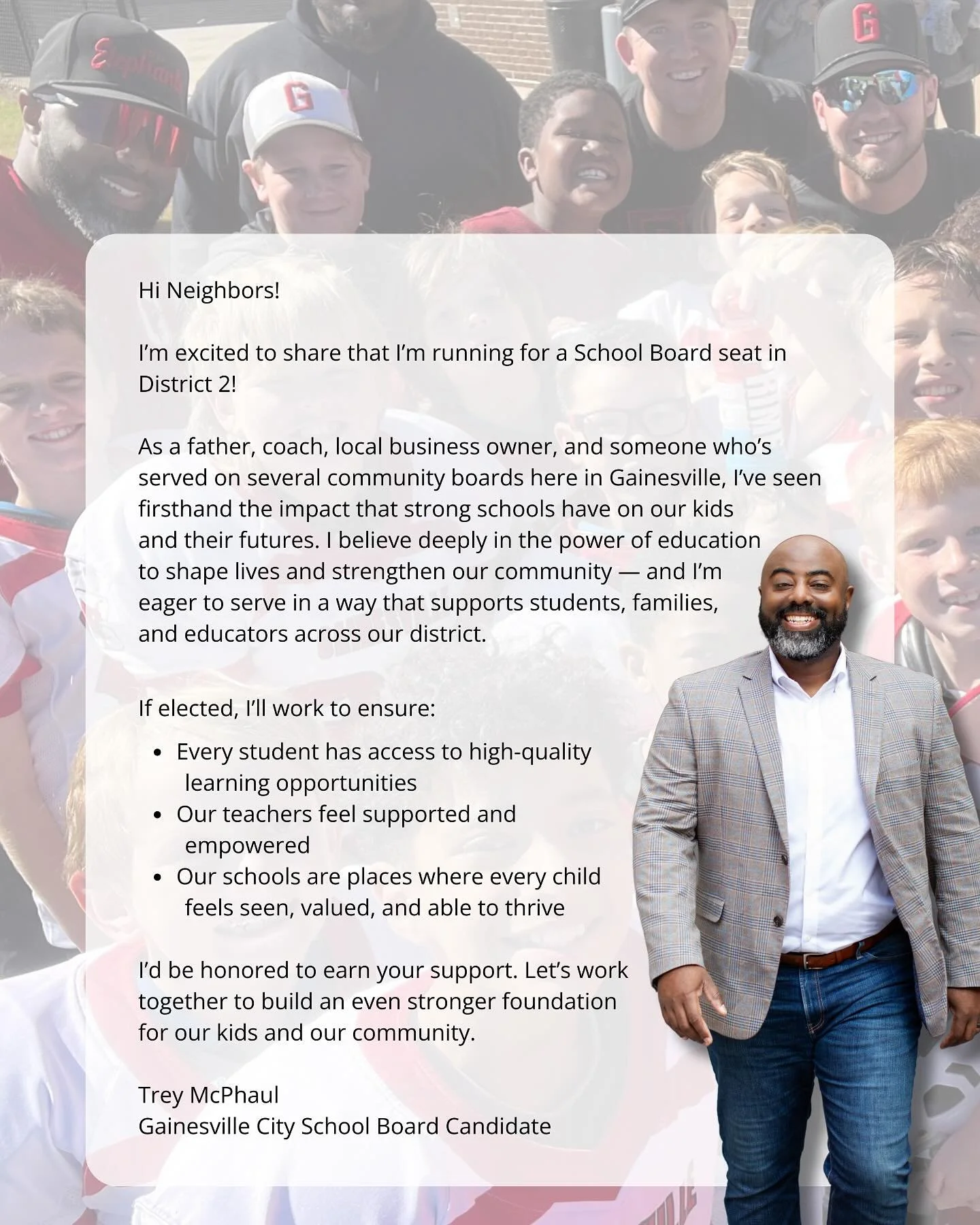 Well&hellip; I&rsquo;ve coached your kids, rented you office space, made your favorite pizza at City Park, answered your tech questions and somehow ended up in just about every conversation downtown.
Now I&rsquo;m running for School Board, District 2