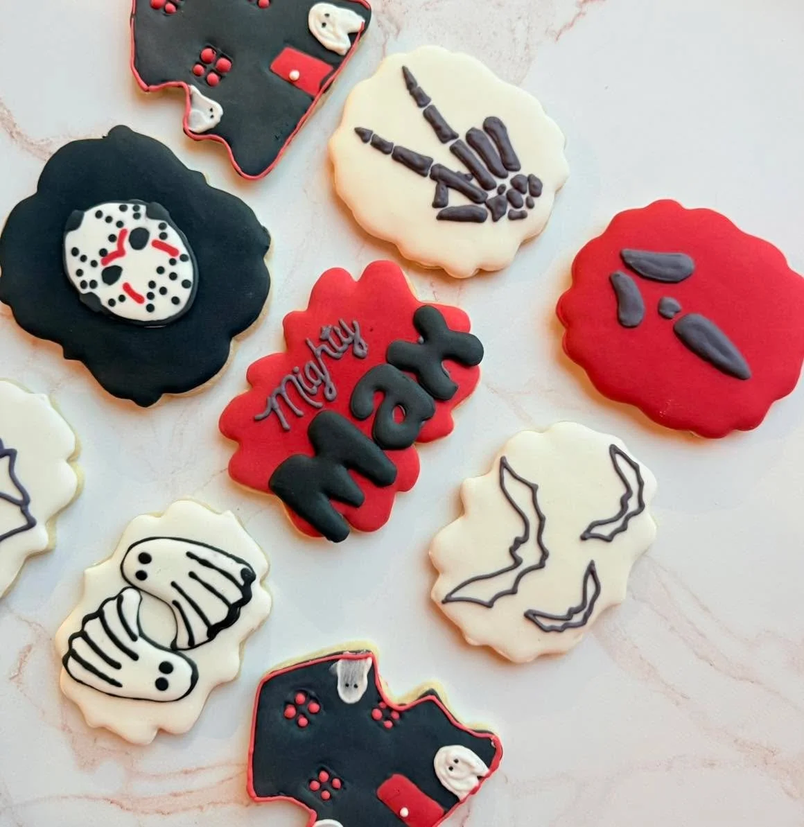In memory of Mighty Max who loved Michael Meyers and haunted houses ❤️ 👻 
Honored to have made these cookies for a wonderful family 💕

#518foodies #518sugarcookies #518smallbusiness #518business #518food #518decoratedcookies #supportalbany #518dess