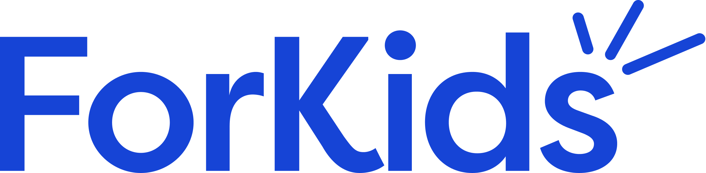 Bold blue text that says 'FORKIDS' with three lines and a dot above the letter 'i' indicating excitement or emphasis.