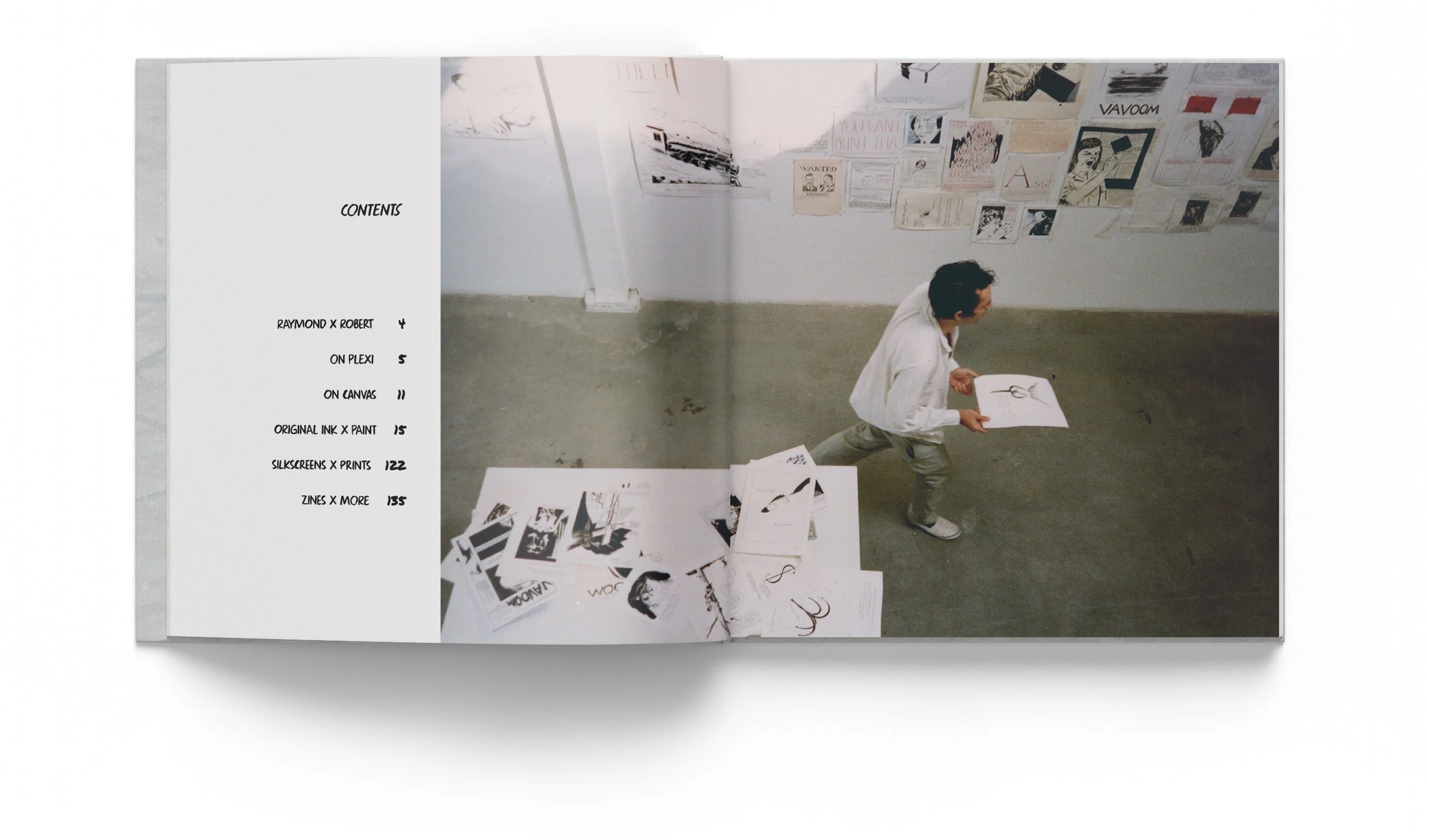 Interior content page of Raymond Pettibon Artist Book