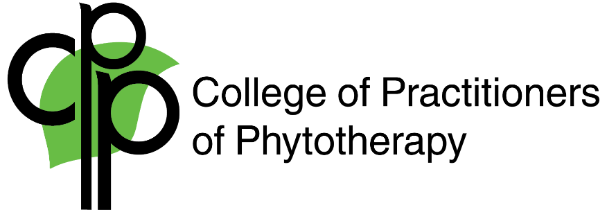 Logo with a stylized green leaf and black text that reads 'College of Practitioners of Phytotherapy'.