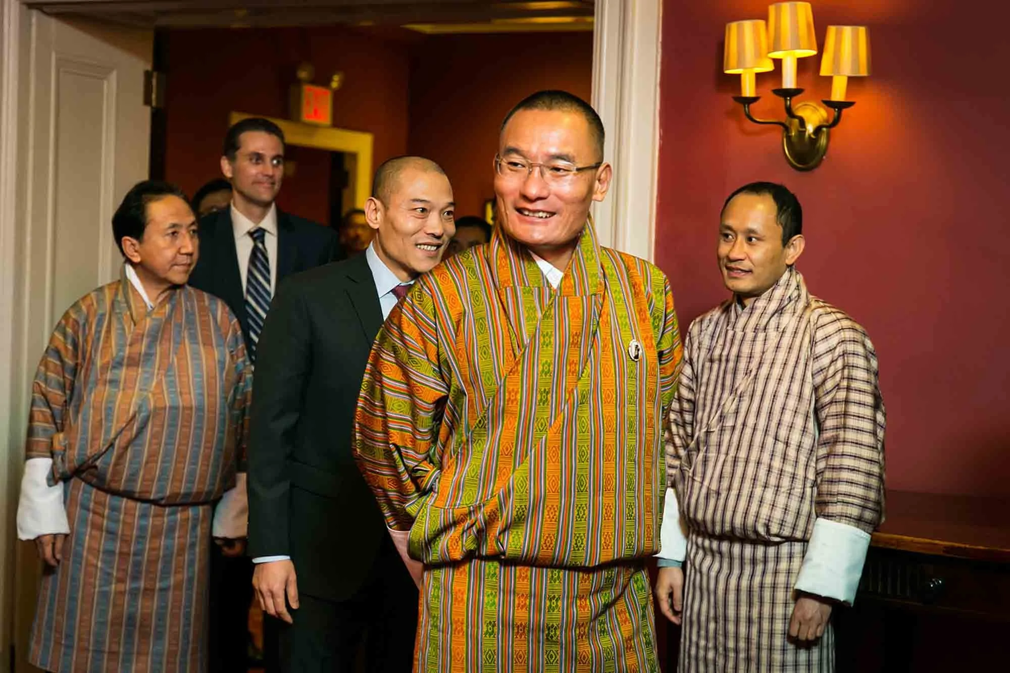 Nepal diplomats dressed in traditional clothing by San Antonio corporate event photographer, Kelly Williams