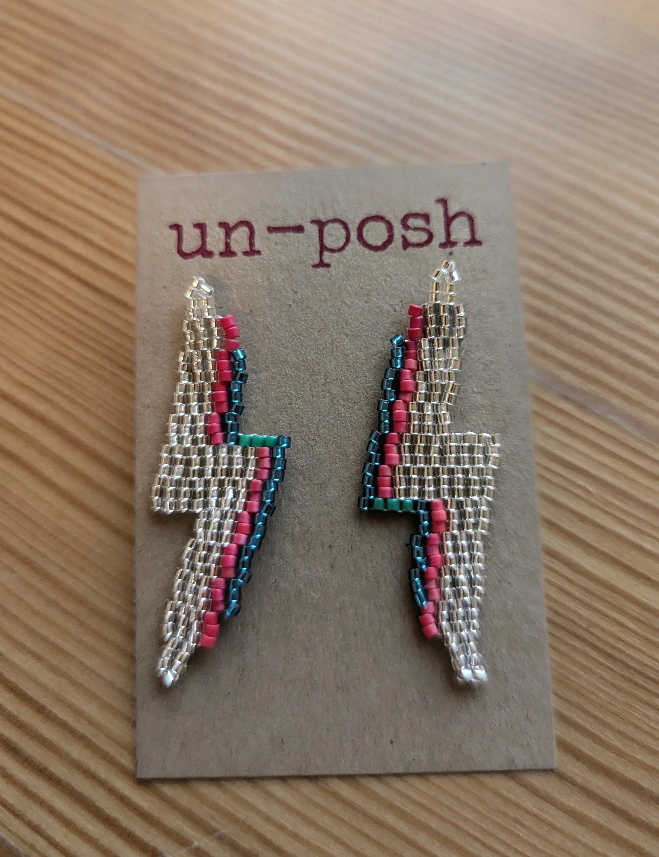 Silver Lighting Bolt Studs