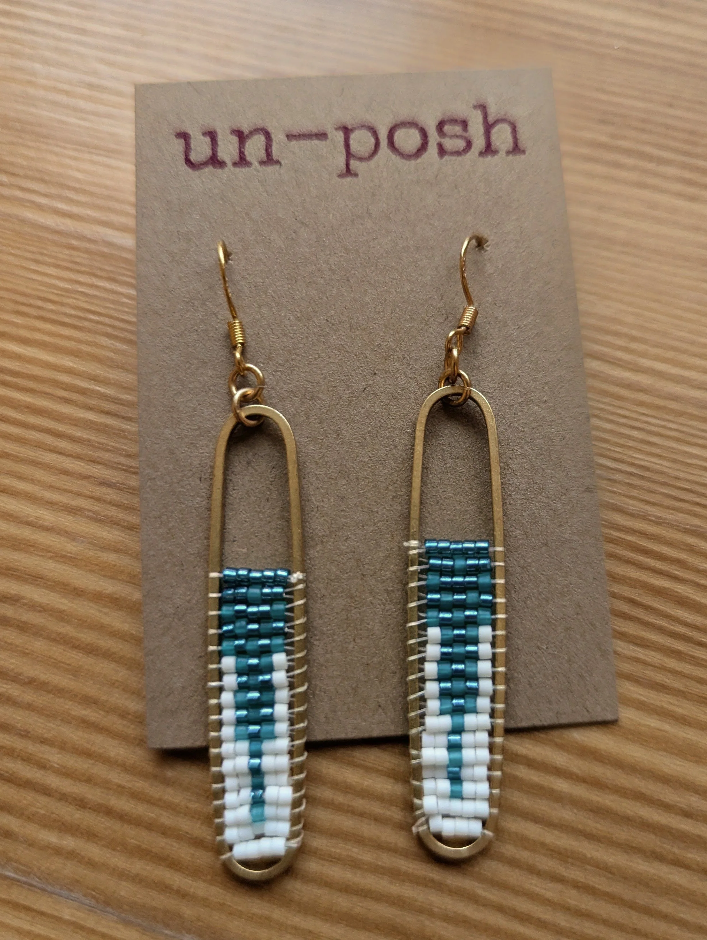 Brass Framed Turquoise Beaded Earring