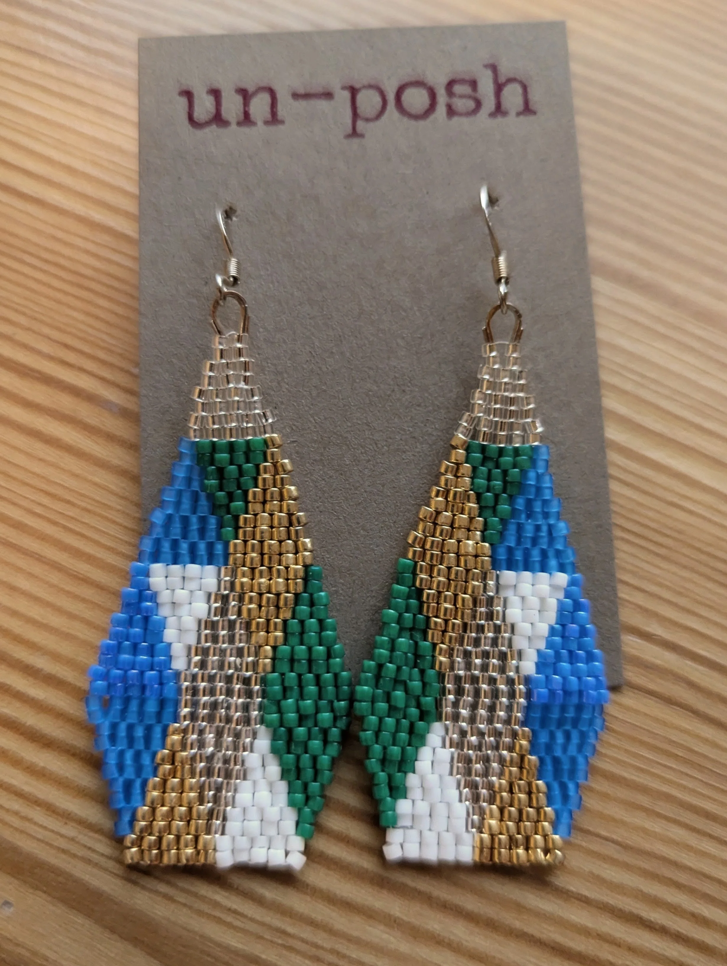 Patterned Pentagram Earrings - Greens