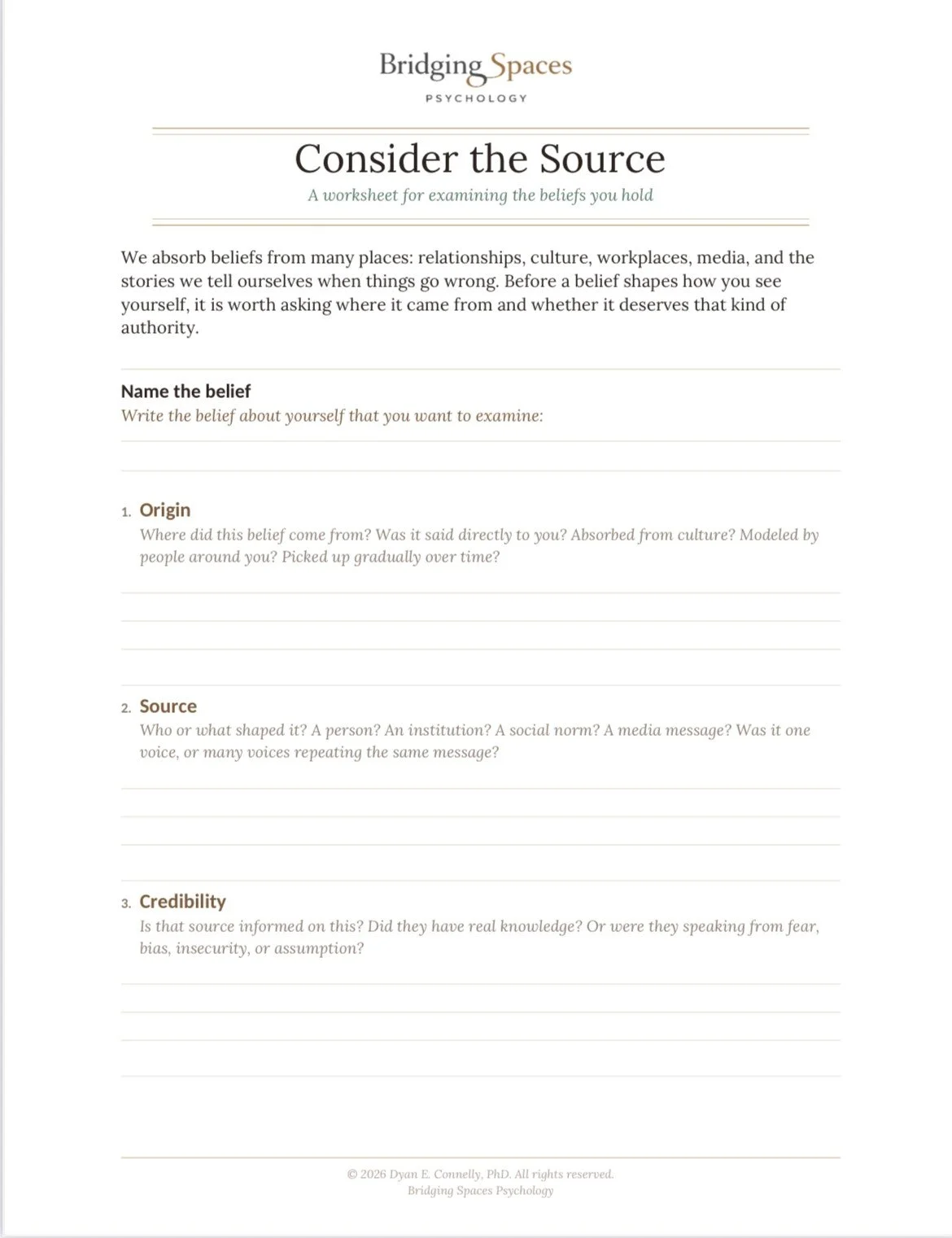 consider the source worksheet for examining personal beliefs and internalized messages