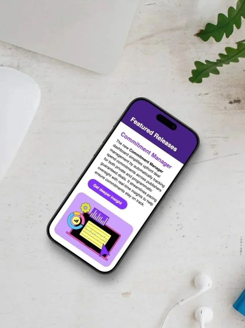 Mobile example of Yahoo DSP Feature Release Newsletter design.