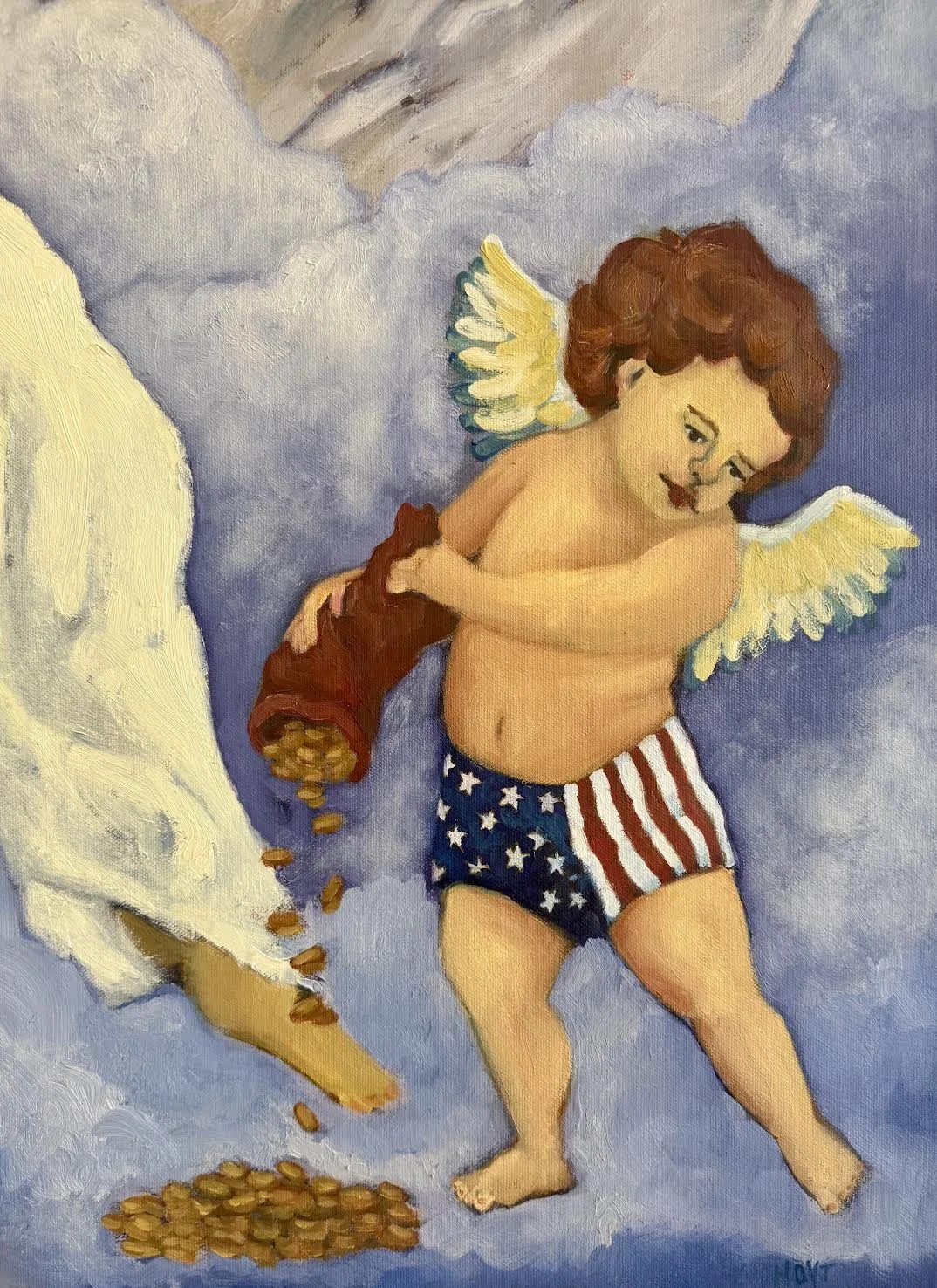Closeup of cherub in An Allegory of An Allegory of Prudence