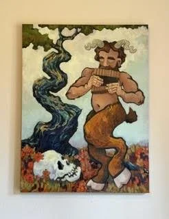 Pan Mourns Adam, 30"x40" Oil on canvas