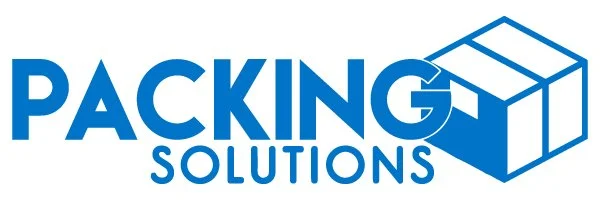 Packing Solutions logo with blue text and an outline of a box.