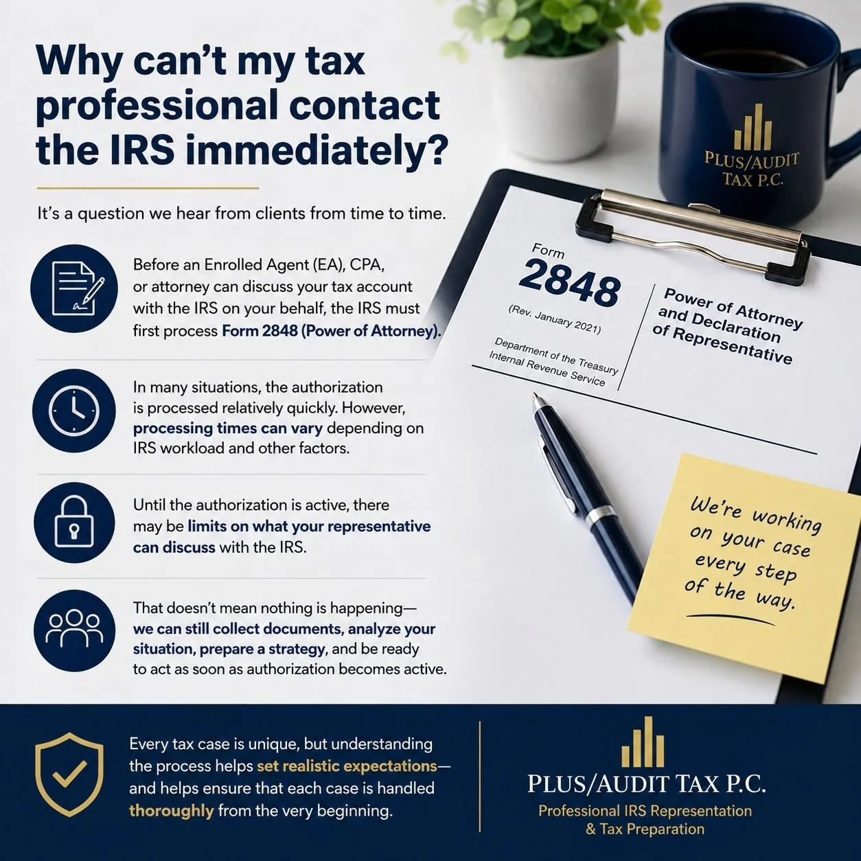 Why can’t my tax professional contact the IRS immediately?