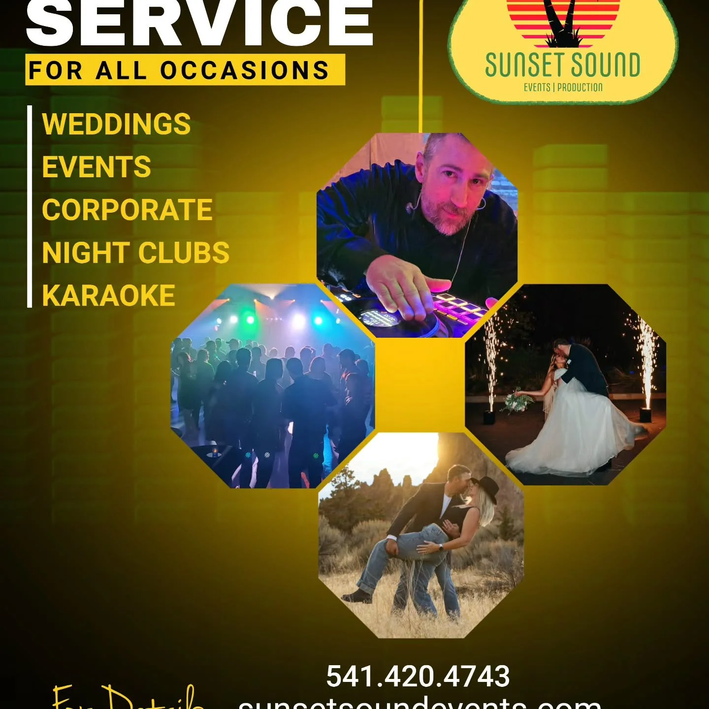 @sunsetsoundevents is your one-stop shop for event services. DJ, A/V, event sound, photobooth and more. Www.sunsetsoundevents.com