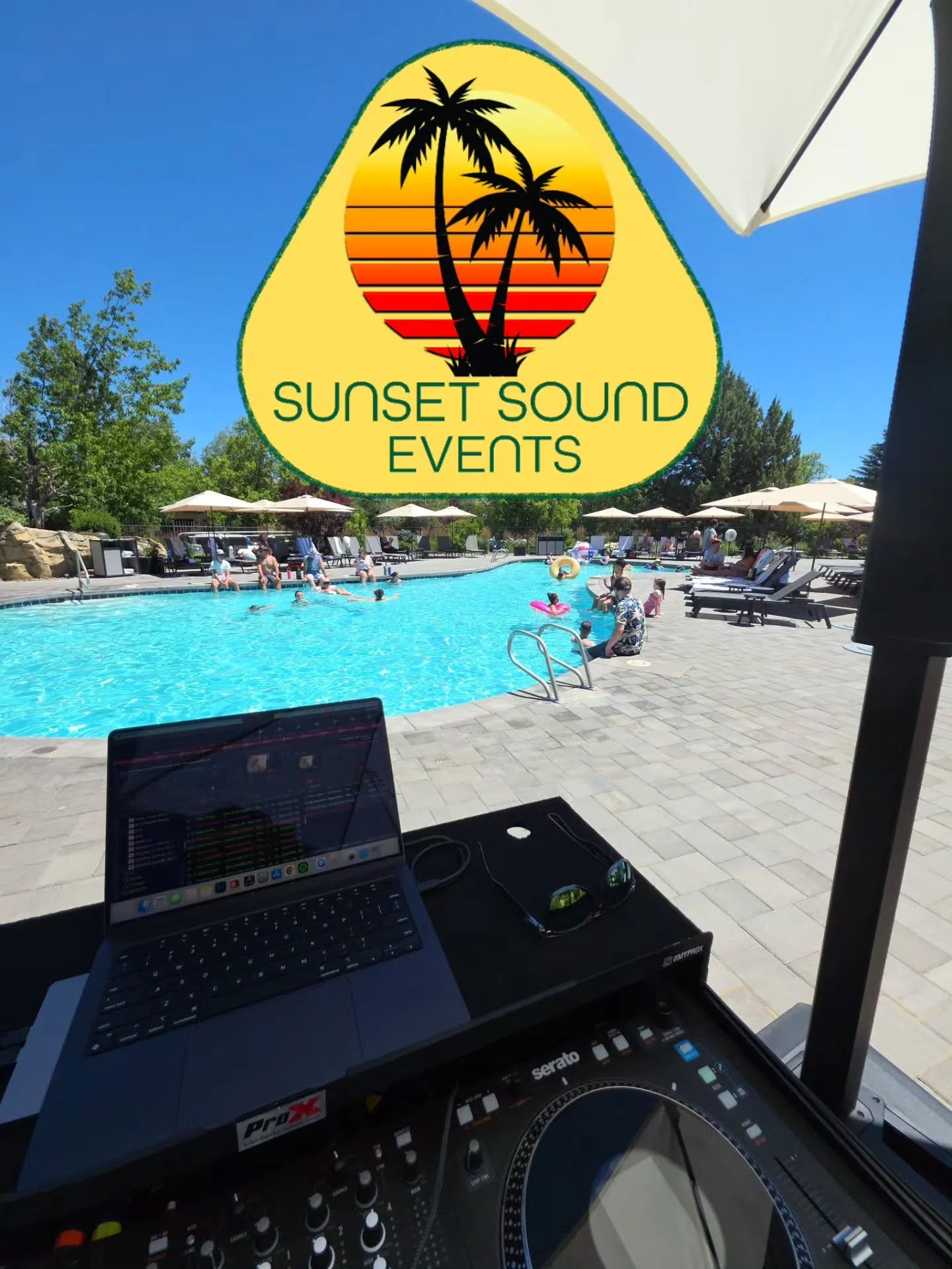 @sunsetsoundevents providing the summertime vibes for pool parties.