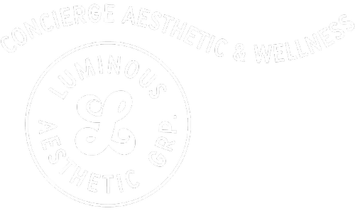 Logo for Luminuous Aesthetic & Wellness, featuring a circular design with the company name and a stylized 'L' in the center.