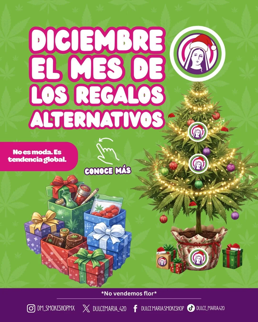 Los datos lo dicen claro:
En diciembre aumentan las b&uacute;squedas de 420 gifts, stoner gifts, edibles y accesorios.

&iquest;Por qu&eacute;?
Porque regalar algo diferente tambi&eacute;n es una forma de conectar 💚

👉 M&aacute;ndanos mensaje y te 