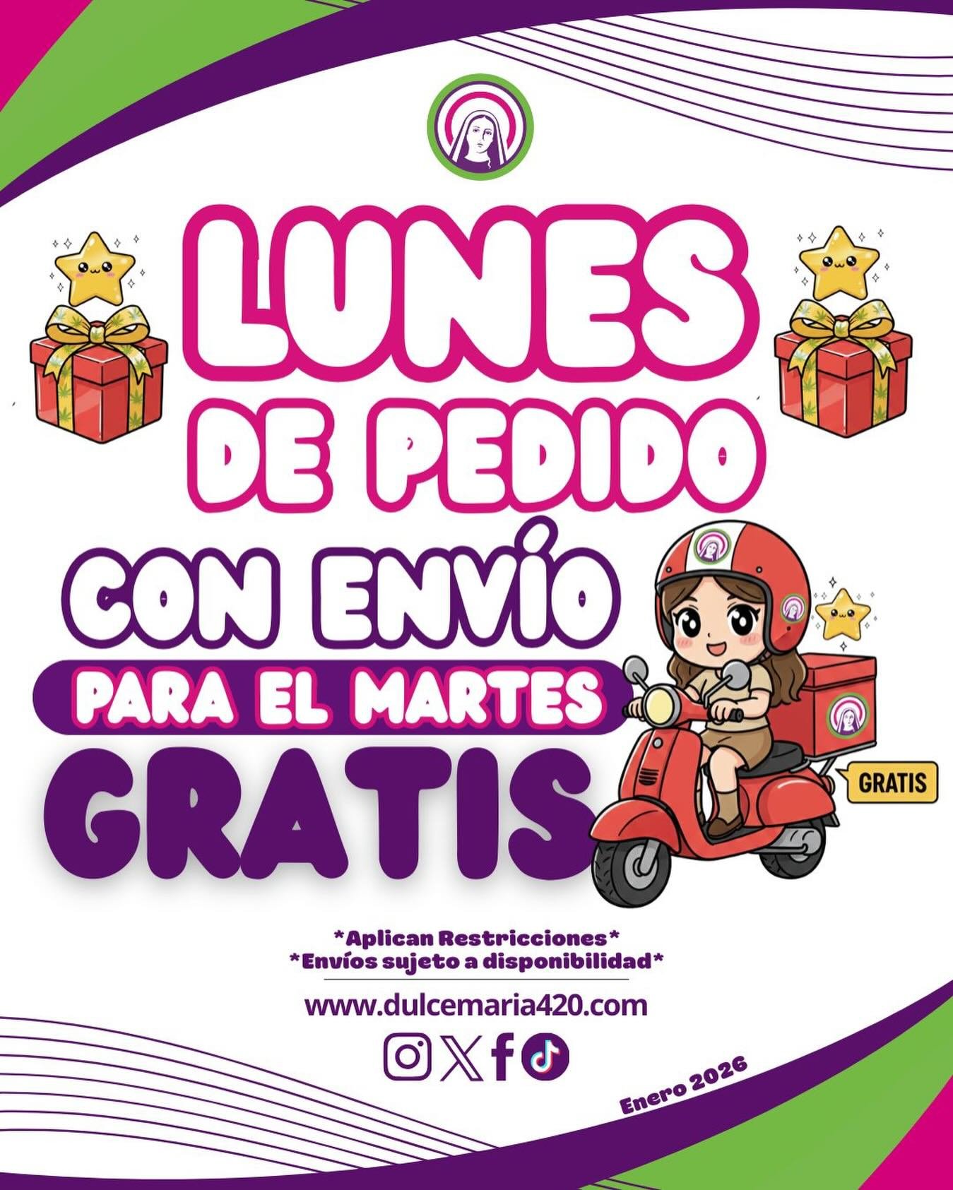 ✨ Lunes de pedido, martes de antojo ✨

Haz tu pedido hoy y rec&iacute;belo ma&ntilde;ana martes con env&iacute;o GRATIS 🛵💨
Ideal para planear con calma y disfrutar sin prisas 😌🌿

👉 Escr&iacute;benos directamente por WhatsApp para armar tu pedido