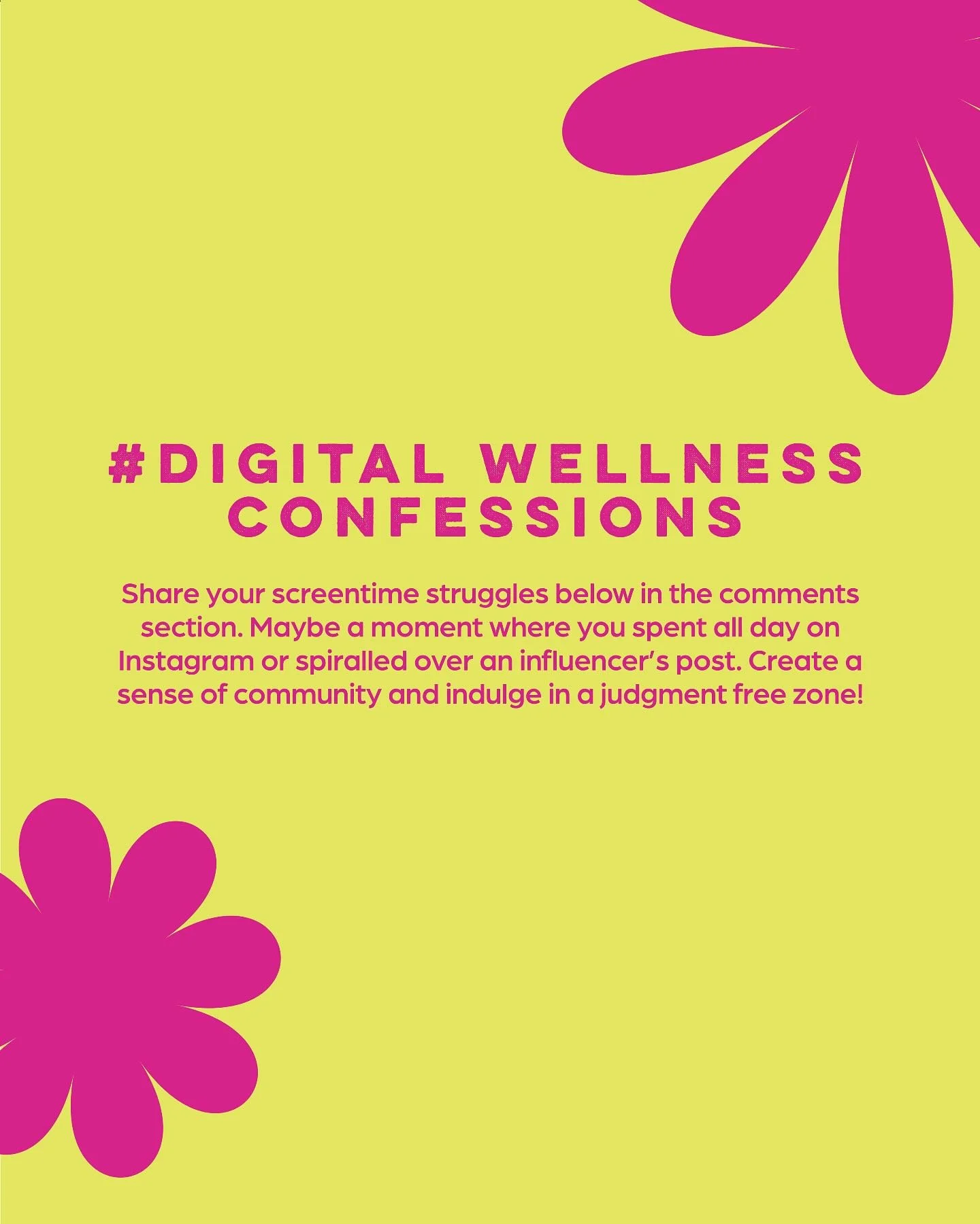 #DigitalWellnessConfessions

Share your screen time struggles below!

#mentalhealth #mentalwellbeing #mentalhealthsupport #branding #graphicdesign #meditation #journalling #mindfulness