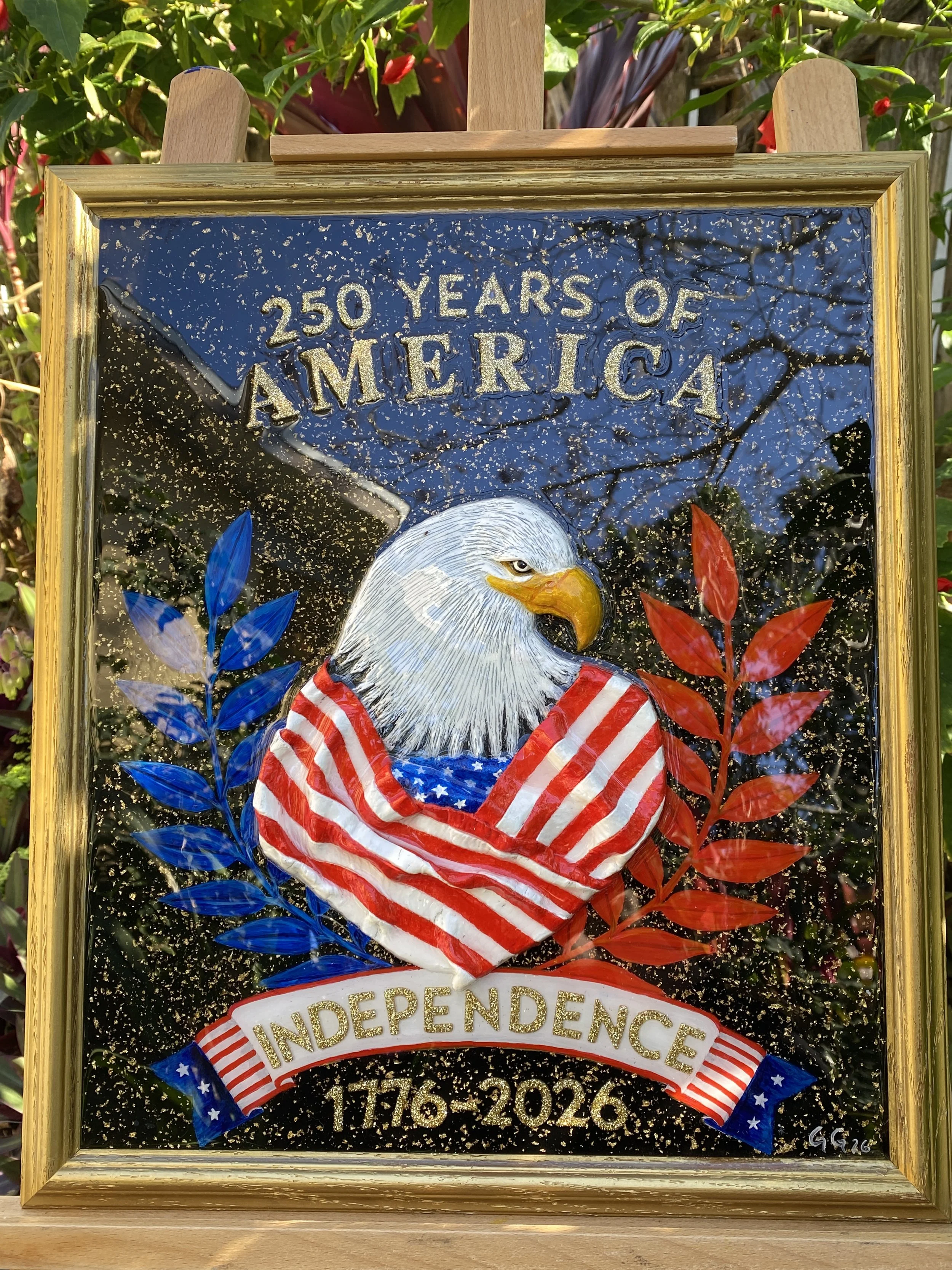 America 250 years of Independence 1776-2026
Resin Art Wall Decor size: 13" X 16"  Resin: 16 oz