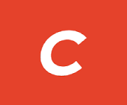Red background with a large white letter 'C' in the center.