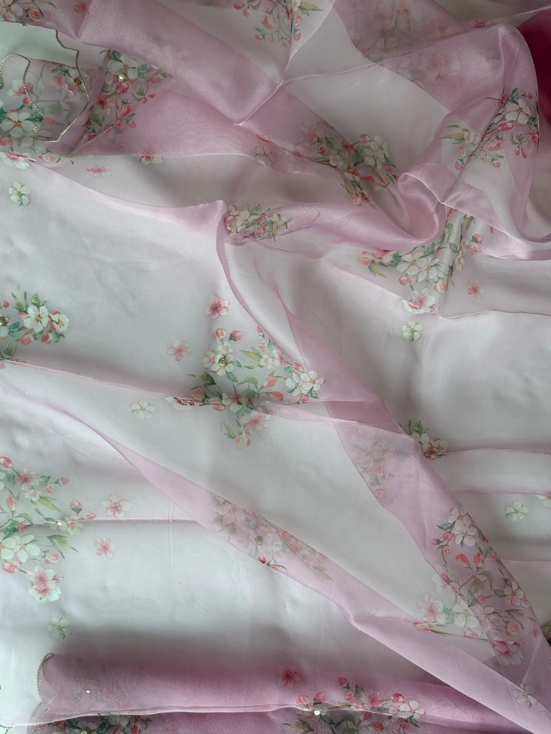 Jinny – Baby Pink Sheer Organza Saree