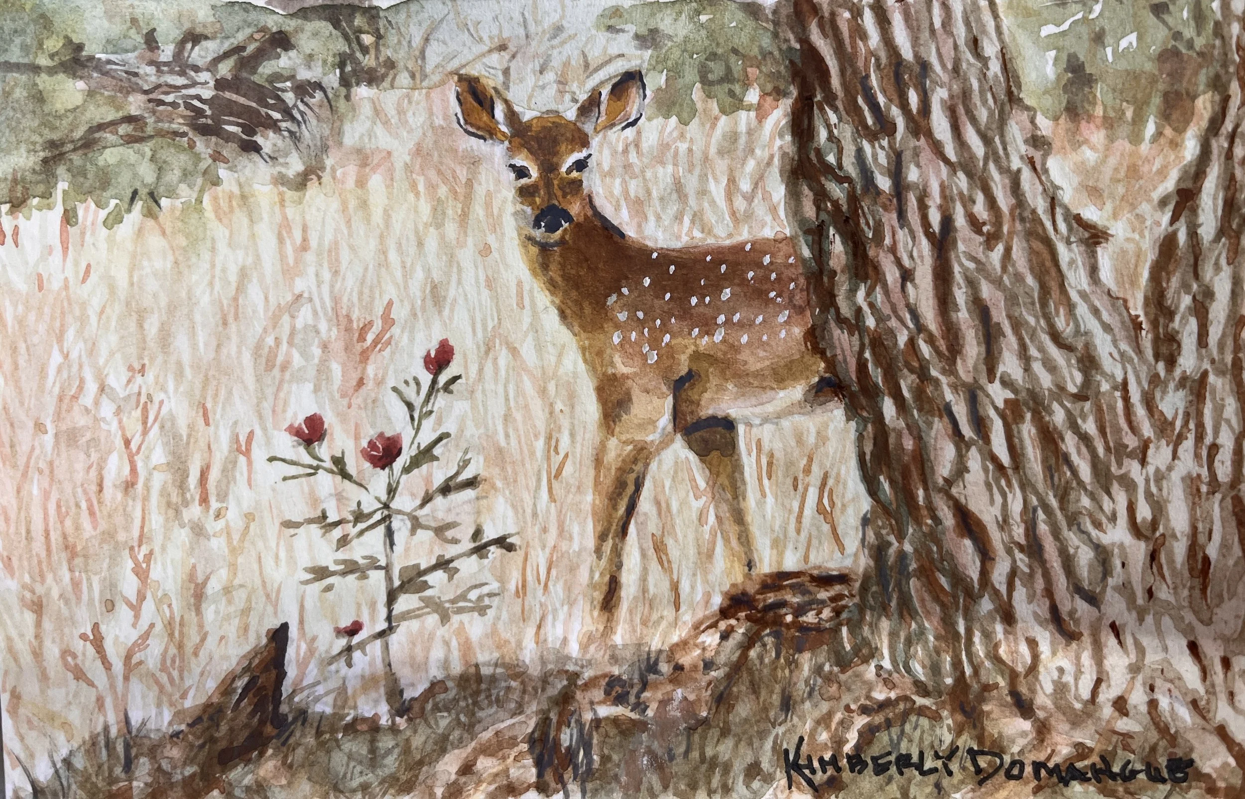 'A Gentle Glance' 4x6 Watercolor whimsical miniature