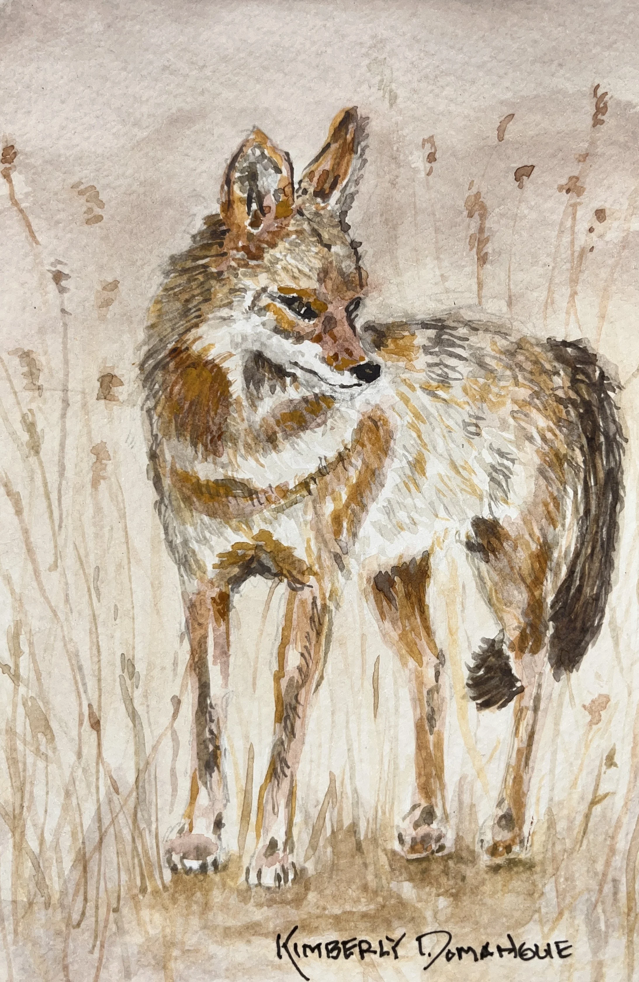 'Stalker' 4x6 Watercolor whimsical miniature
