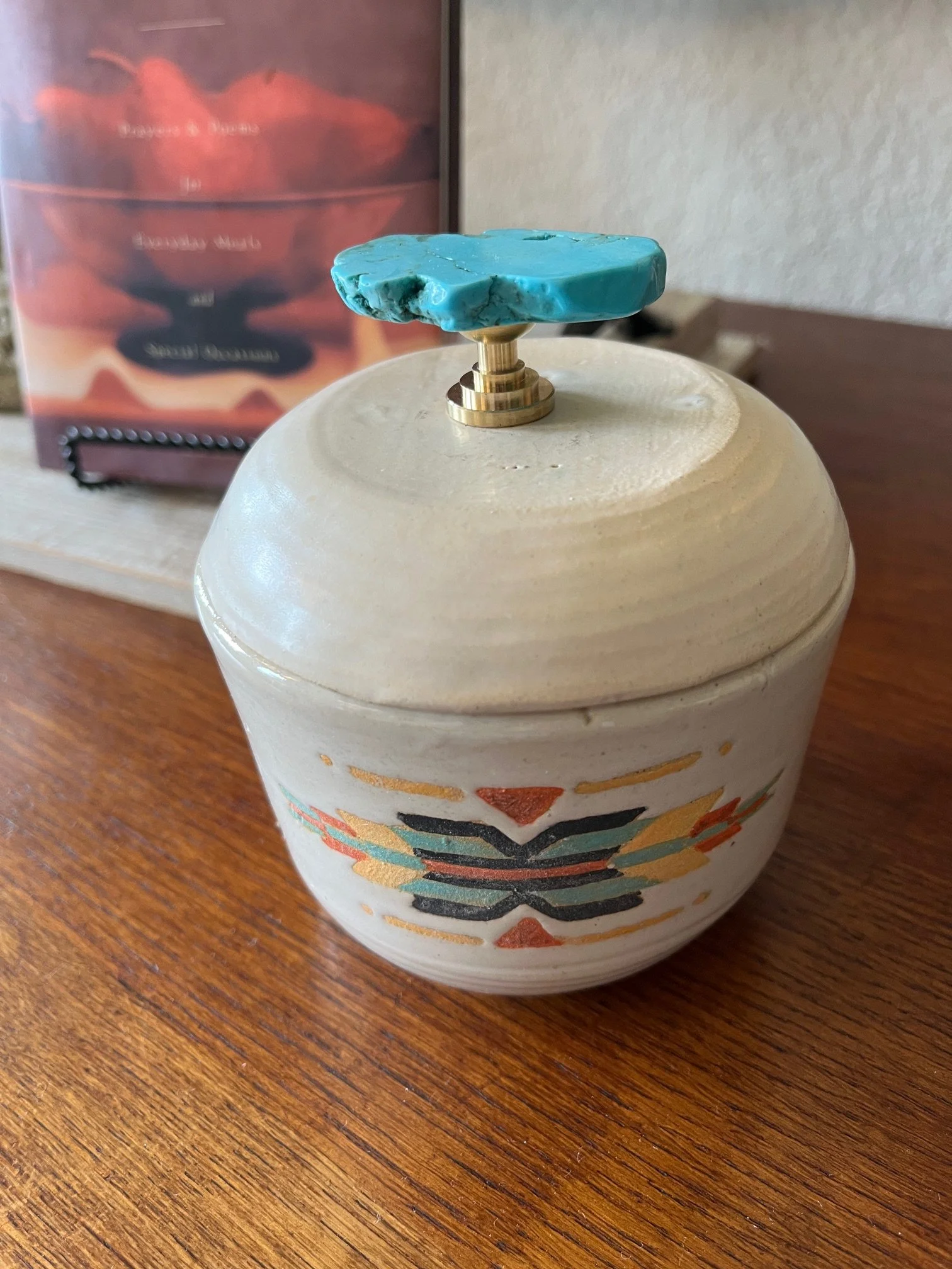 Aztec Trinket Jar with Lid