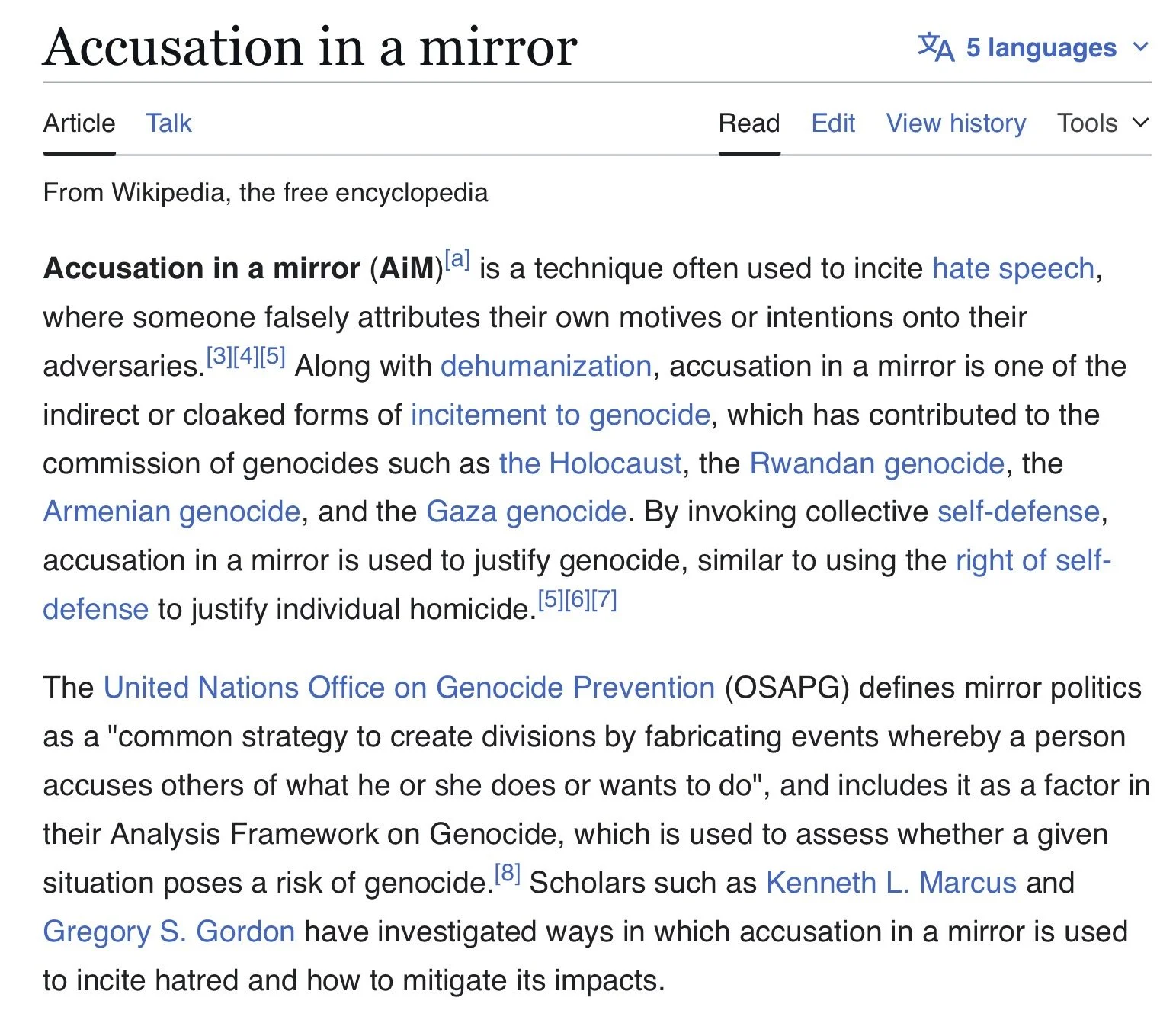 Wiki shot of the first two paragraphs of the article