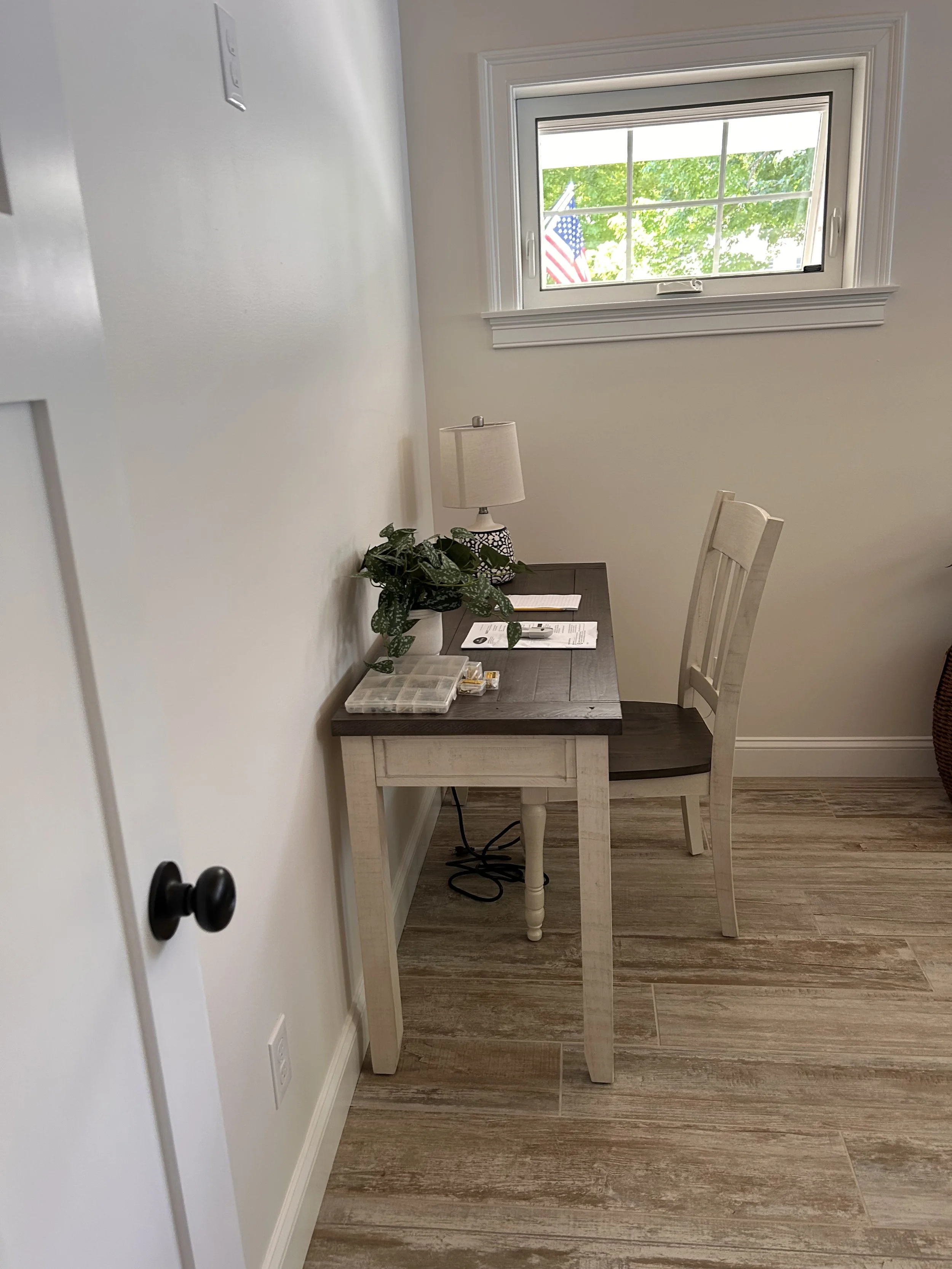 Den Featuring a Desk and Chair