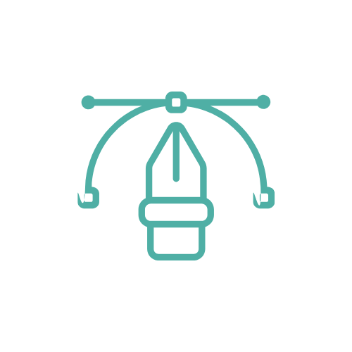 Icon of a pen with editing control points and handles, representing graphic design or digital editing.