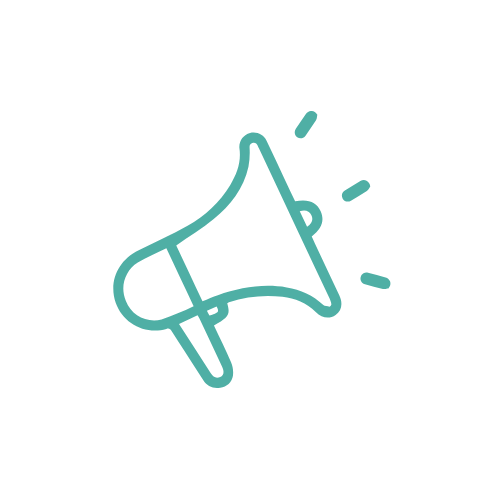 Outline icon of a loudspeaker with sound waves