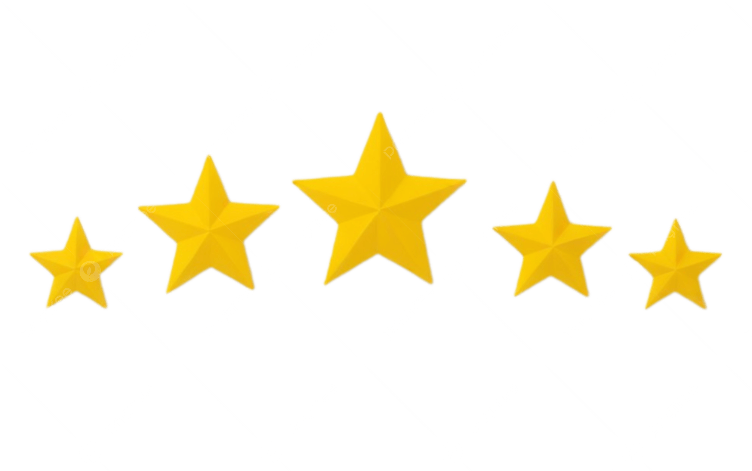 Five yellow stars of varying sizes arranged in a row on a black background.