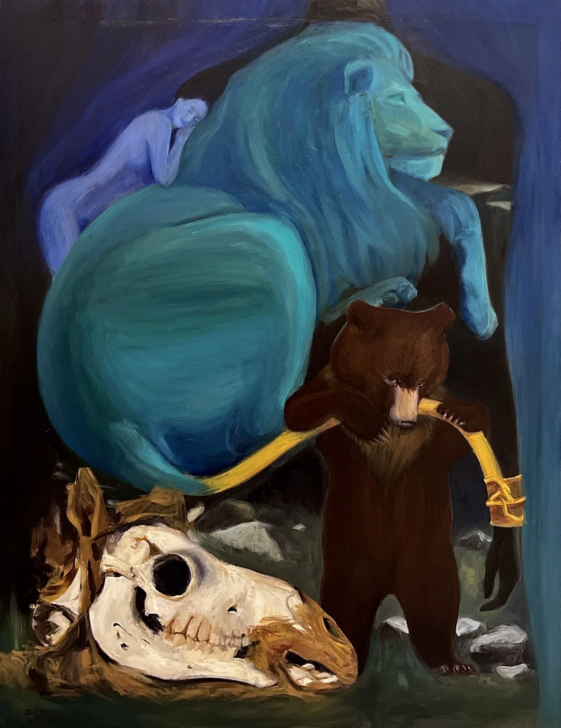 “Three Metamorphoses of the Spirit”, oil on canvas, 48 x 36”, 2026.