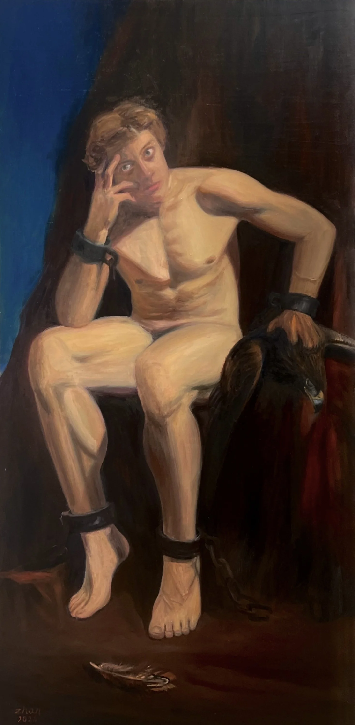 “Unchained Prometheus”, 48 x 24”, oil on canvas, 2026.