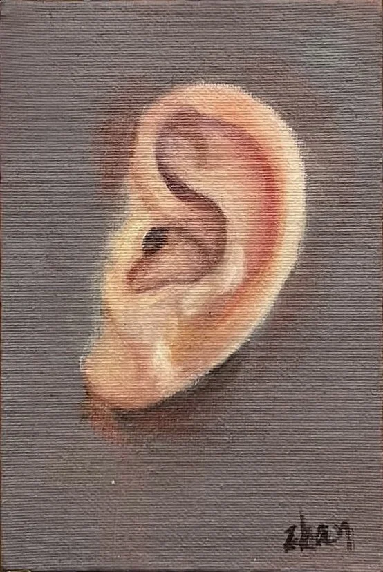 "Ear Study", Oil on panel, 6 x 4", 2025