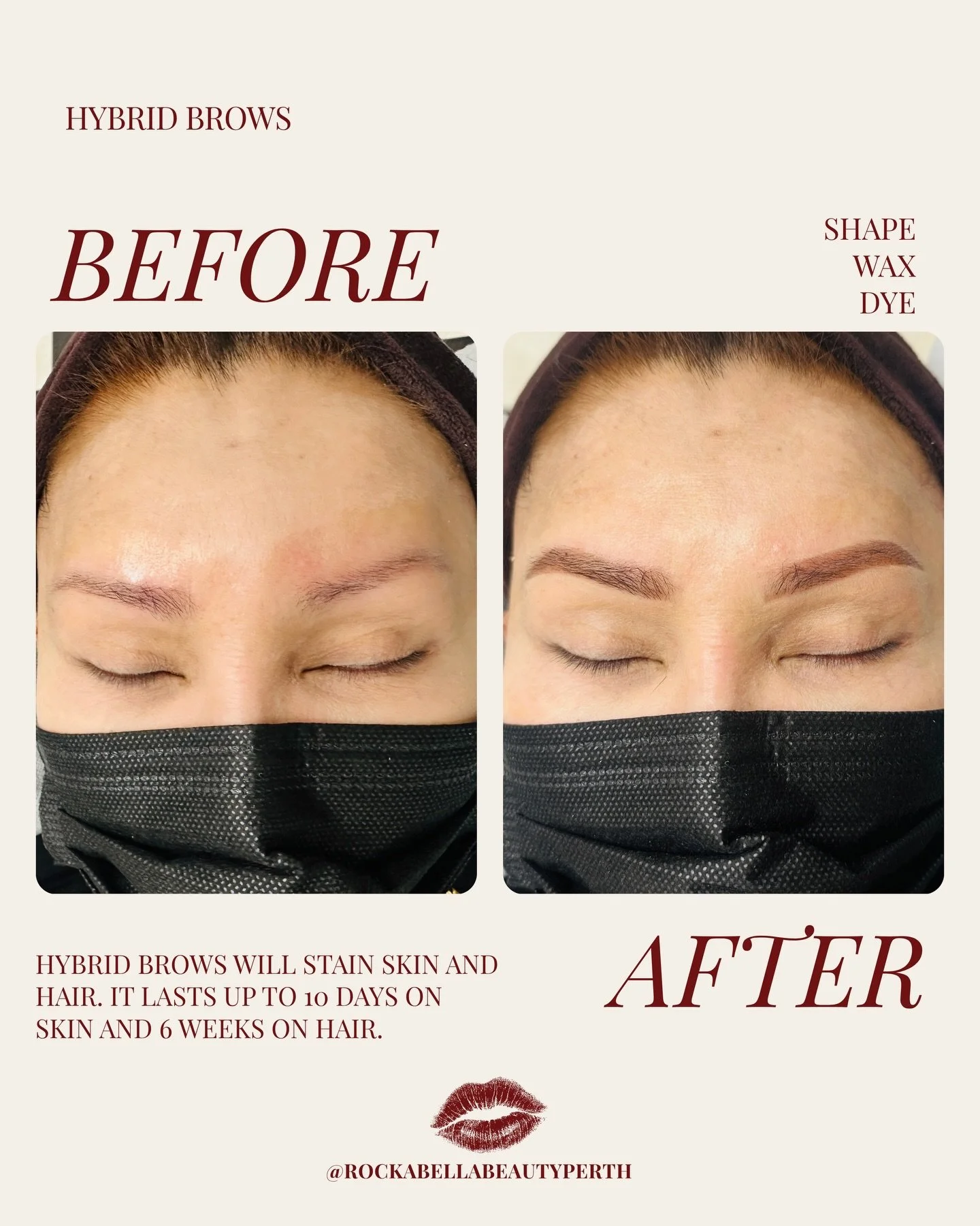 The best part about hybrid brow dyes? 6 weeks of not having to do them yourself 🤎🫢✨ #rockabellabeauty #hybridbrows #browcode #perthsalons